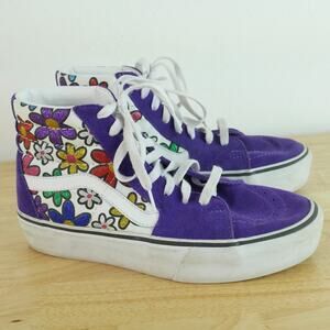 Vans Sk8-Hi glitter daisy skate shoes sneakers Mens 8 Women's 9.5 Purple Skater